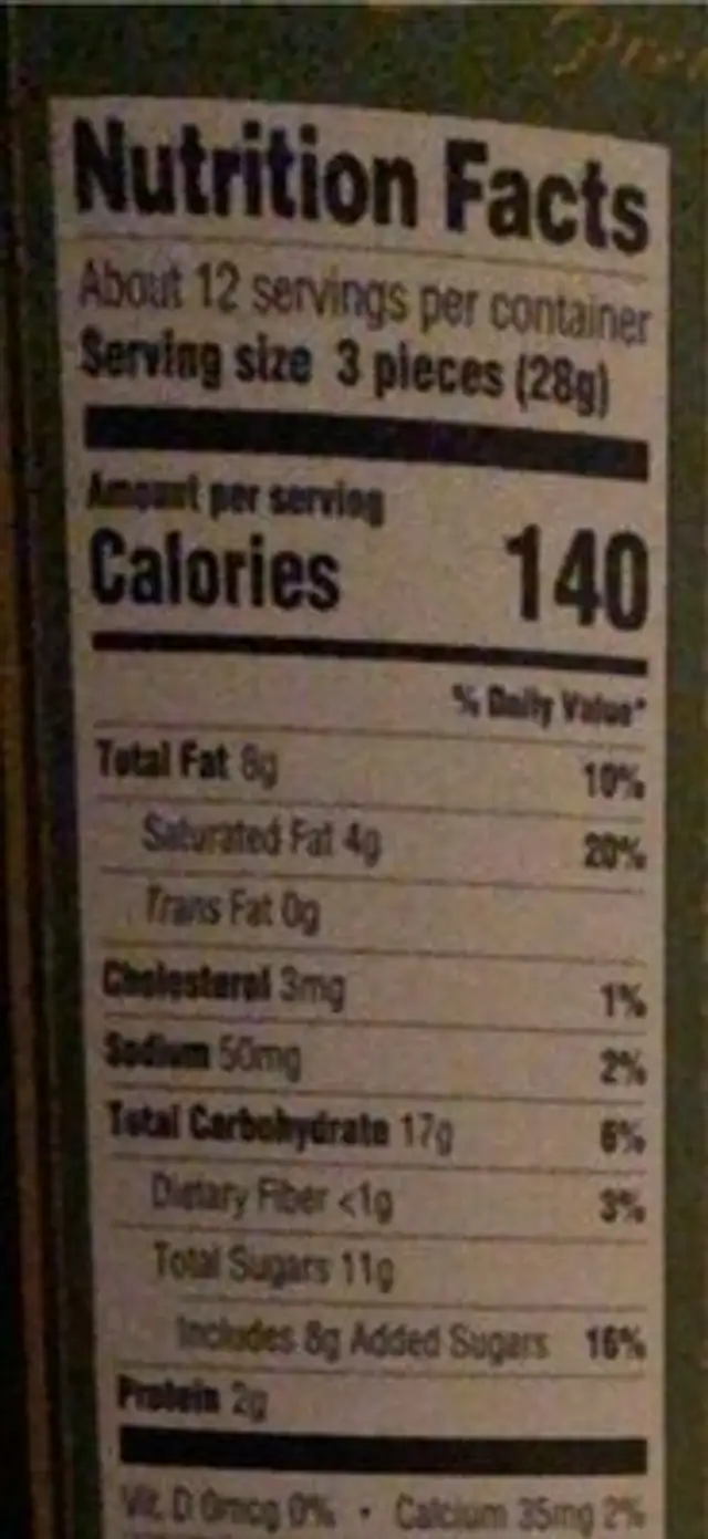 Dolcetto premium matcha green tea cream filled rolled nutrition facts table