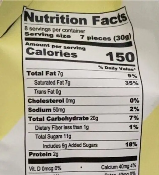 cubetti lemon nutrition facts table
