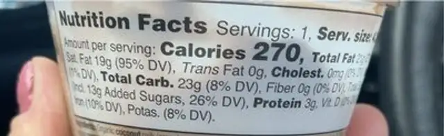 dairy free yogurt nutrition facts table