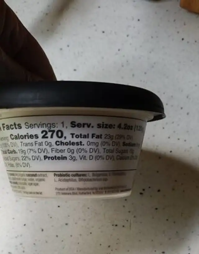 Kristine nutrition facts table