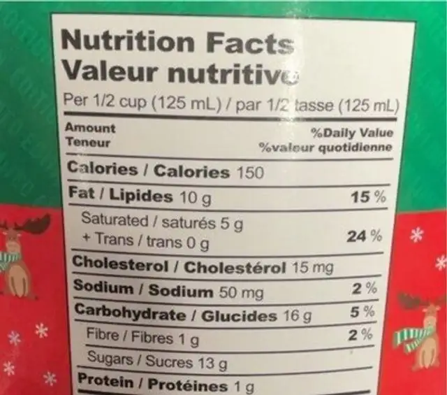 Peppermint bark moose tracks ice cream nutrition facts table