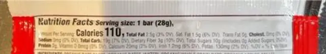 Apple & Cinnamon Bar nutrition facts table