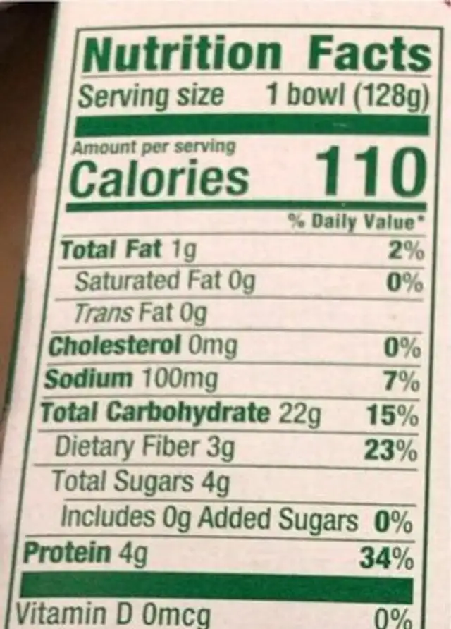 Organic veggies bowl cheese & spinach ravioli nutrition facts table