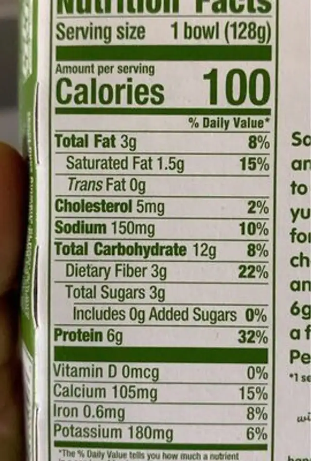 Cheesy lentils and quinoa nutrition facts table