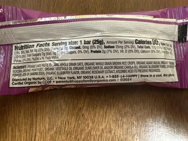 Super foods gluten free oat bar ingredients label