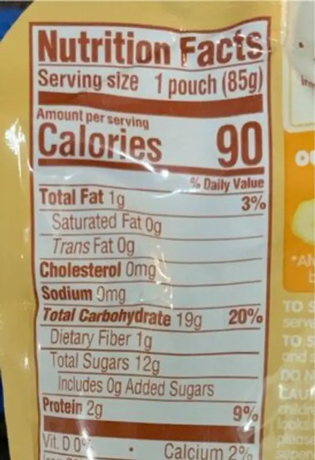 Bananas with peanut butter nutrition facts table