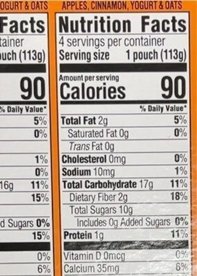 Super morning nutrition facts table