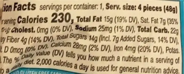 Chocolate protein bites Sunseed butter nutrition facts table