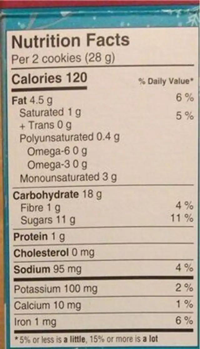 biscuits moelleux des fêtes nutrition facts table