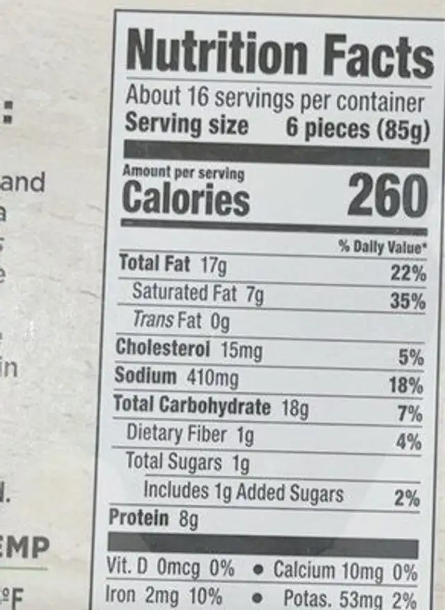 Beef franks nutrition facts table