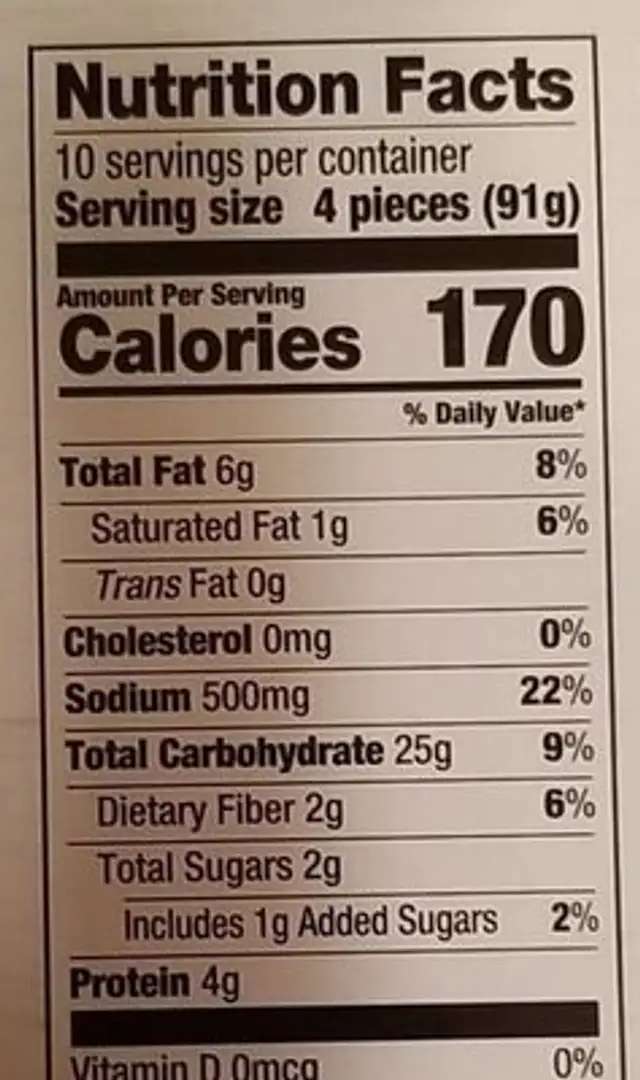 Vegetable egg rolls nutrition facts table