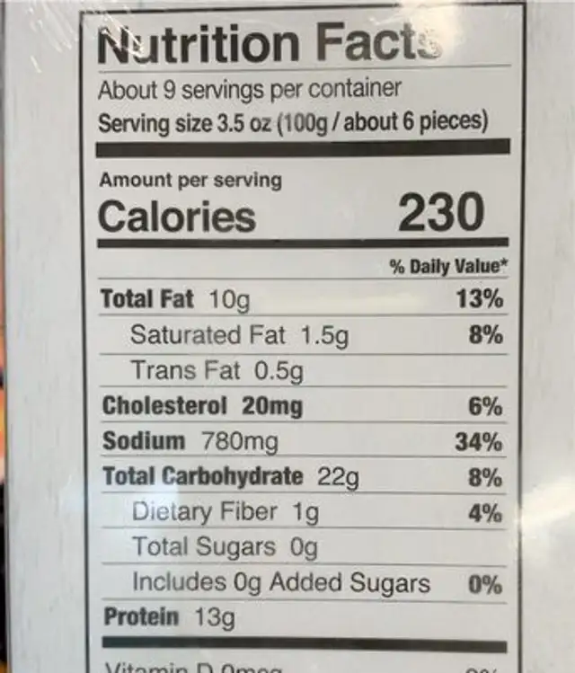 Hit shrimp nutrition facts table
