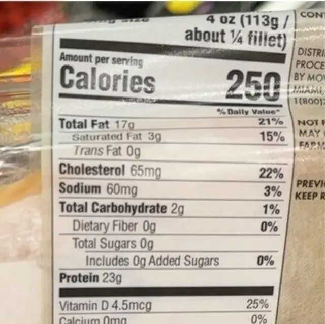Atlantic Salmon nutrition facts table