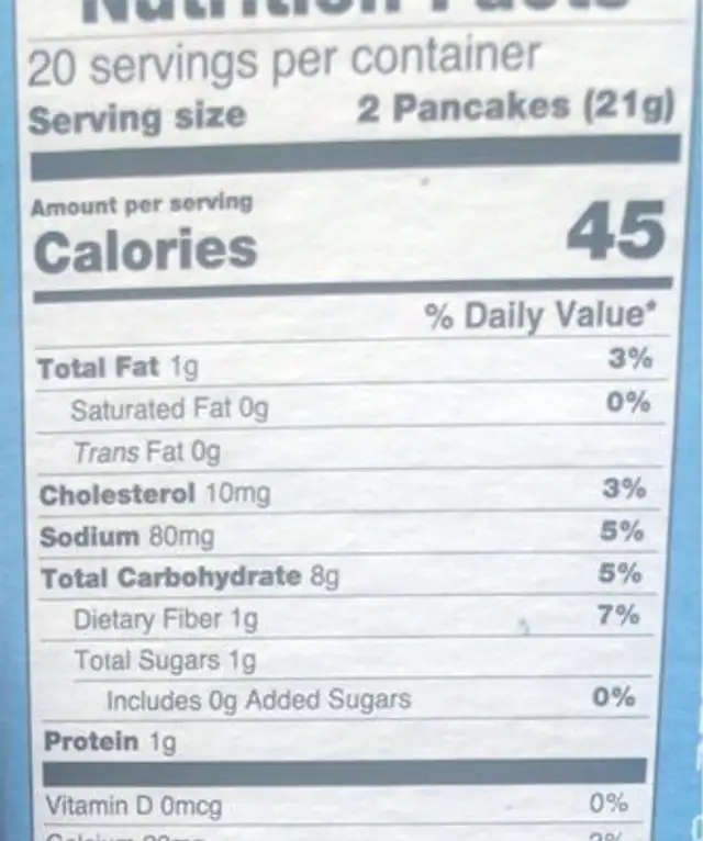 Organic banana and sweet potato pancakes with sprouted grain nutrition facts table