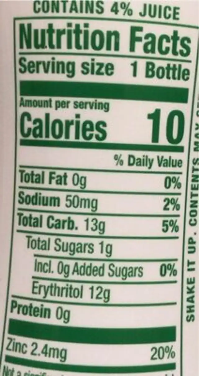 Starwberry banana nutrition facts table