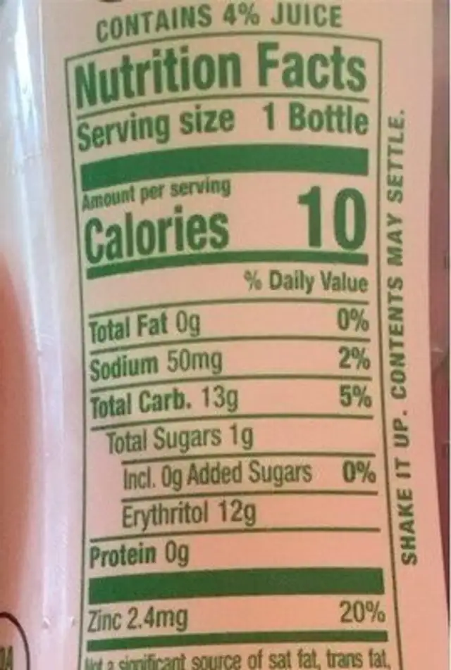 Core organic hydration immunity support nutrition facts table