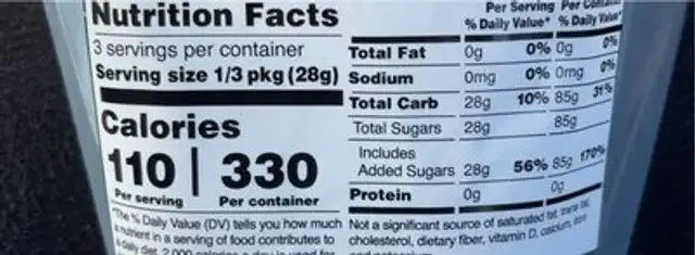 Blue rasberry cotton candy nutrition facts table