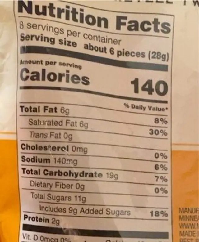 Pumpkin fudge pretzel twist nutrition facts table