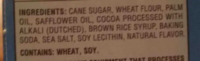 Double Creme Cookies ingredients label
