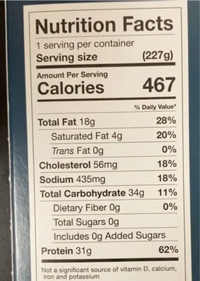 Select sesame salmon lo mein nutrition facts table