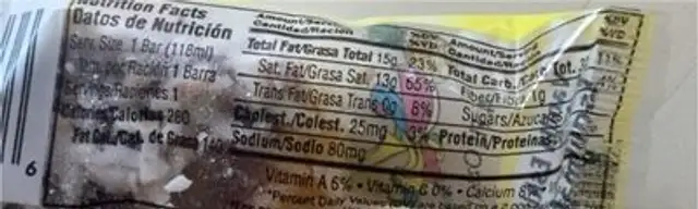 esquimal de vainilla nutrition facts table