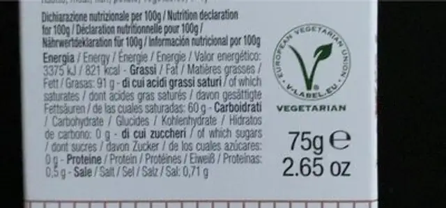 Tartuflanghe BOUQUET BURRO AL TARTUFO nutrition facts table