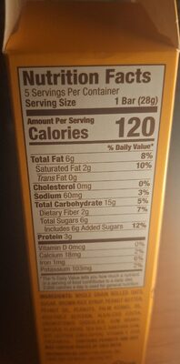 DIPP'D Peanut Butter Bar nutrition facts table