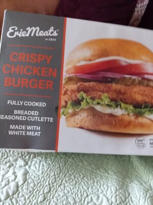 Crispy chicken burger front packaging