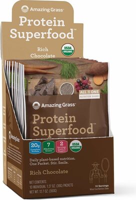 Protein superfood: organic vegan protein powder front packaging