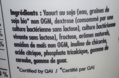 Soygo vanille ingredients label