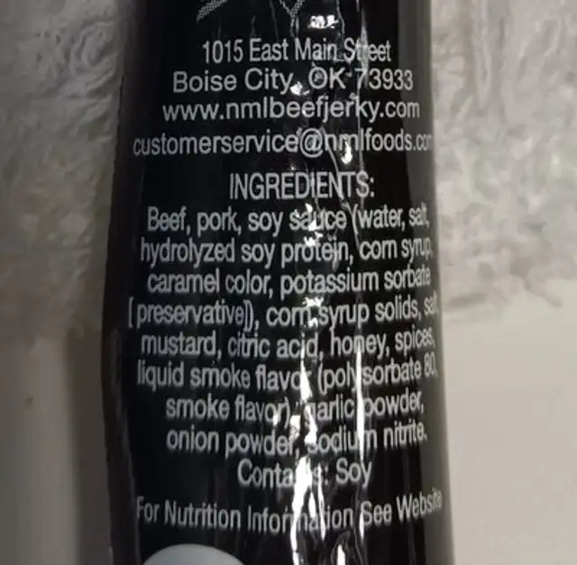 Meat Stick ingredients label
