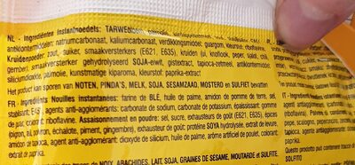 istant noodles chicken flavour ingredients label