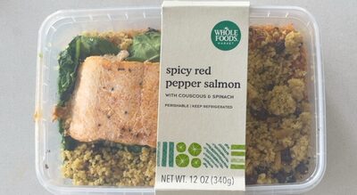 Spicy Red Pepper Salmon with Couscous & Spinach