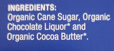 Organic Dark Chocolate 55% Cacao ingredients label