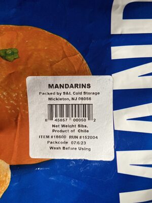 Mandarins nutrition facts table