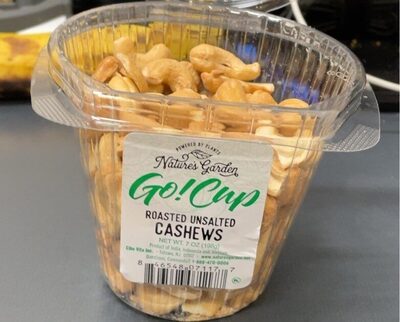 Go! Cup roasted unsalted cashews front packaging