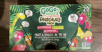 Variety Pack (Prehistoric Peach / Jurassic Pear / Roarrrr Berry) Fruit & Veggies On The Go