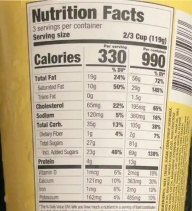 extra indulgent cake batter nutrition facts table