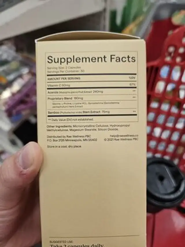 Unknown nutrition facts table