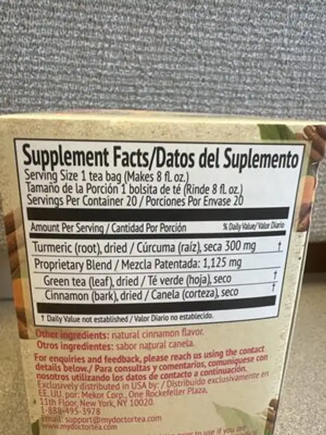 Unknown nutrition facts table