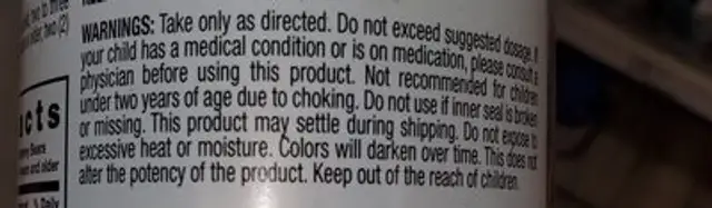 kids calcium ingredients label
