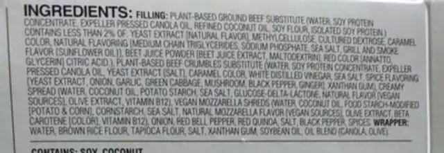 mings bings plant based cheesesteak ingredients label