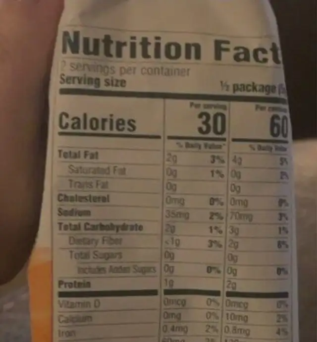 Organic Roasted Seaweed Snack, Vegan White Cheddar nutrition facts table