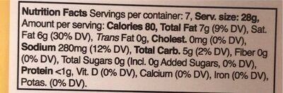 Plant Based Cheese Smoked Cheddar Wheels nutrition facts table