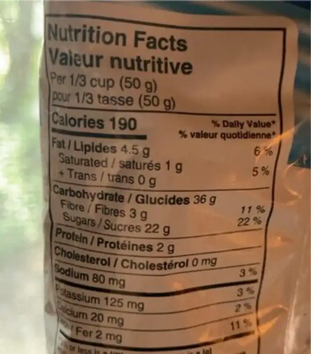 Ding Dongs nutrition facts table