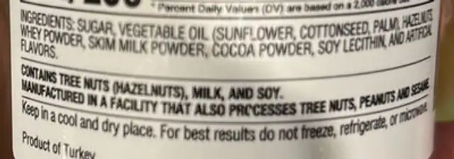 Unknown ingredients label