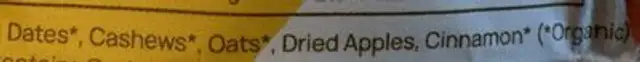 Apple pie ingredients label