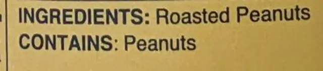 Naked PB ingredients label