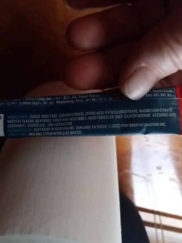 drip drop dehydration relief ingredients label