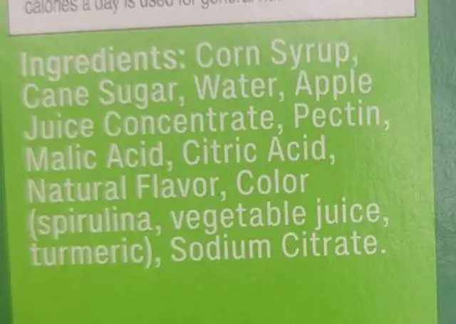 Fruit Blox apple and strawberry fruit snacks - Unspeakable ingredients label